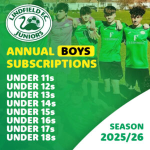 Annual Boys Subscriptions: Under 11's - Under 18's